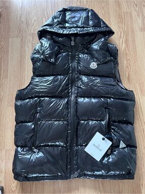 Moncler Brown Quilted Puffer Vest with Comic Care Patch